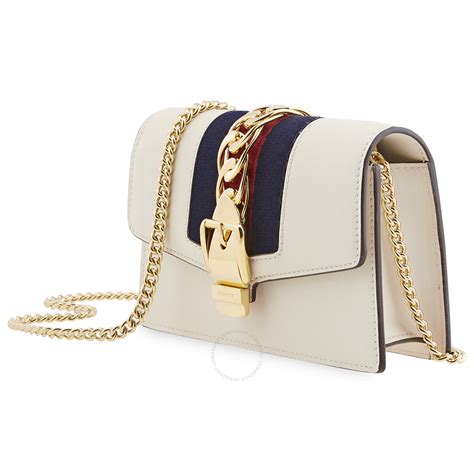 gucci ladies white sylvie leather super mini shoulder bag|gucci sylvie bag price.